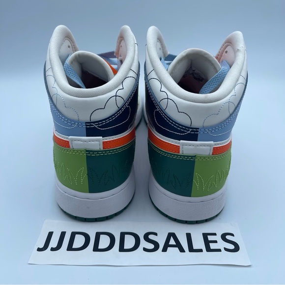 Nike Air Jordan 1 Mid 'Spring Stitch' Sneakers Youth DX2462-100 Sz 7Y / WMNS 8.5 - Picture 4 of 9